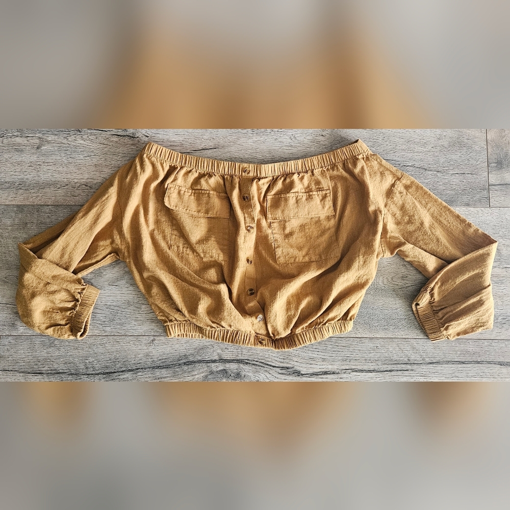 FAVLUX Mustard Off-Shoulder Top